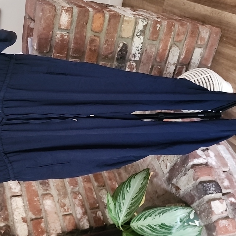 Lauren Ralph Lauren Paisley Jacquard Utility Jumpsuit Navy Blue Button-Front - Picture 6 of 14